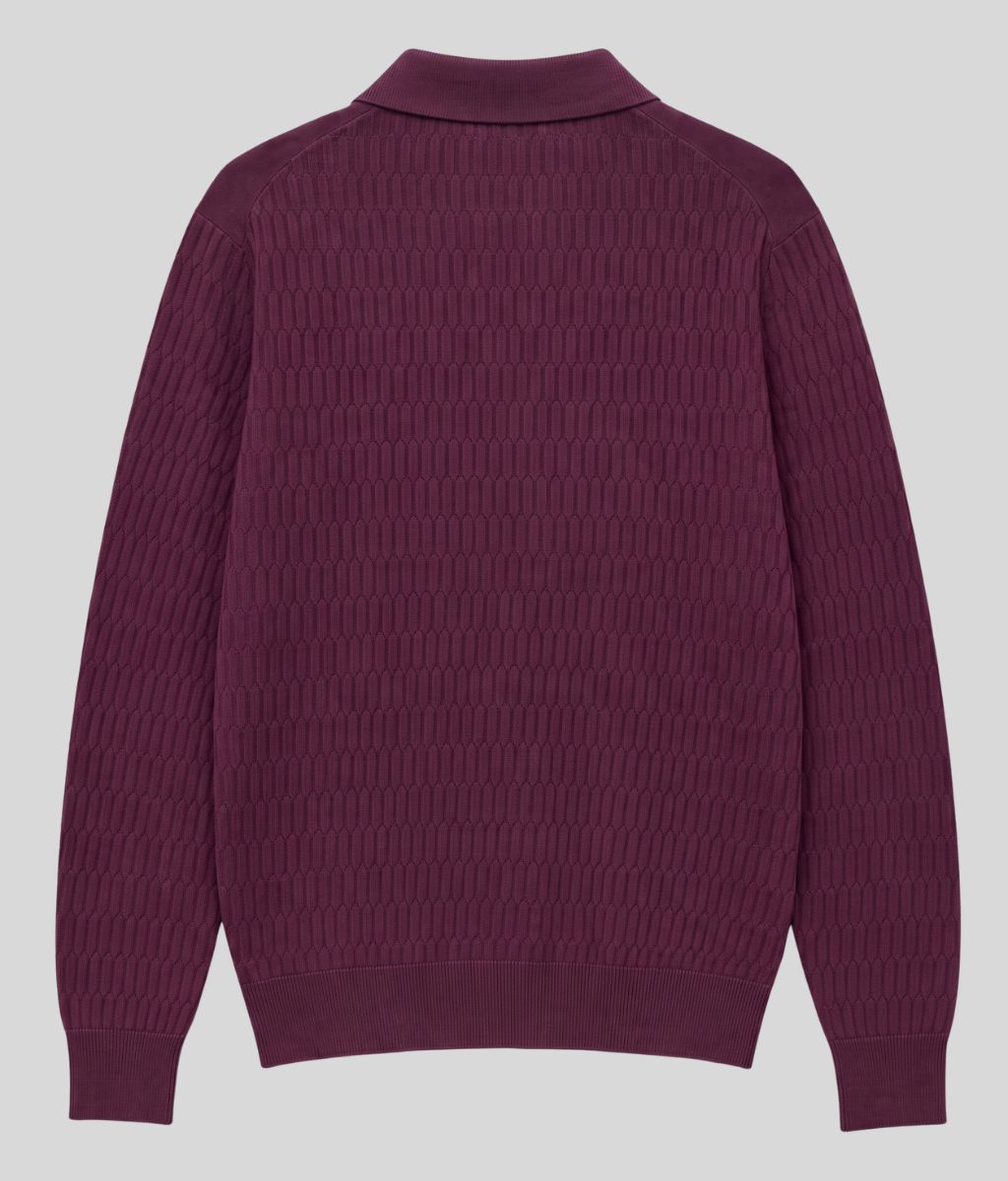 Mens Aubergine Cotton Modal Geometric Jumper