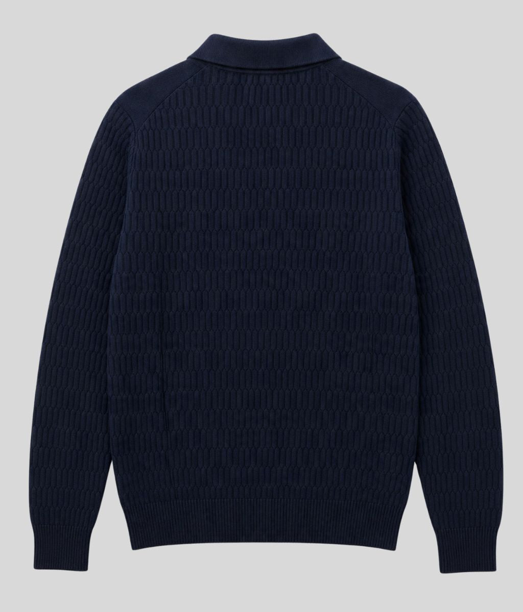 Mens Black Cotton Modal Geometric Knit Jumper