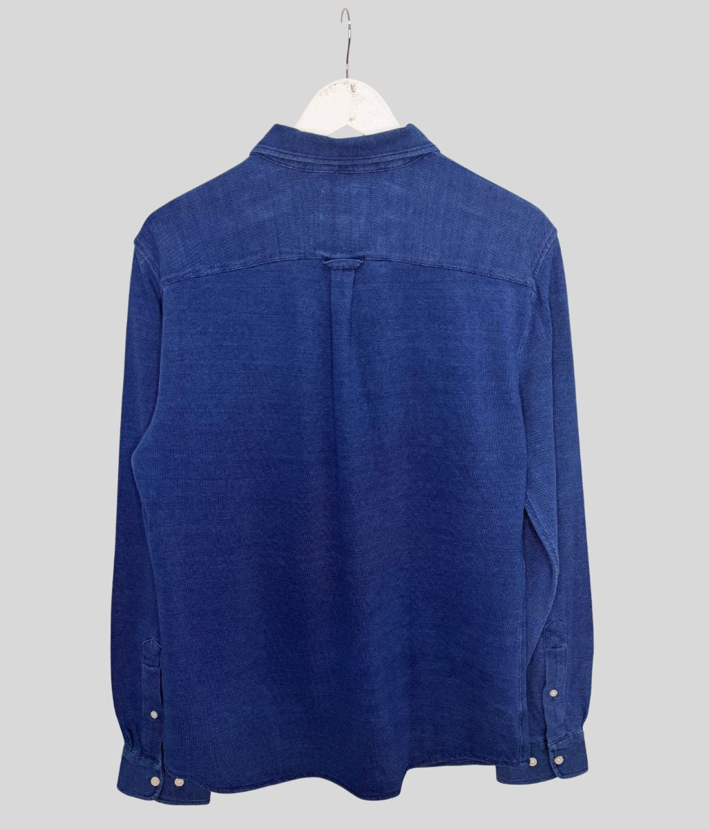 Mens Indigo Blue Cotton Pique Shirt