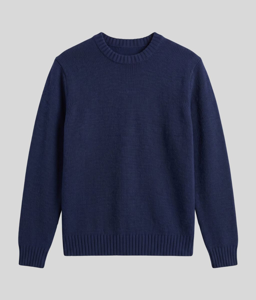 Mens Navy Lambswool Crew Neck Jumper