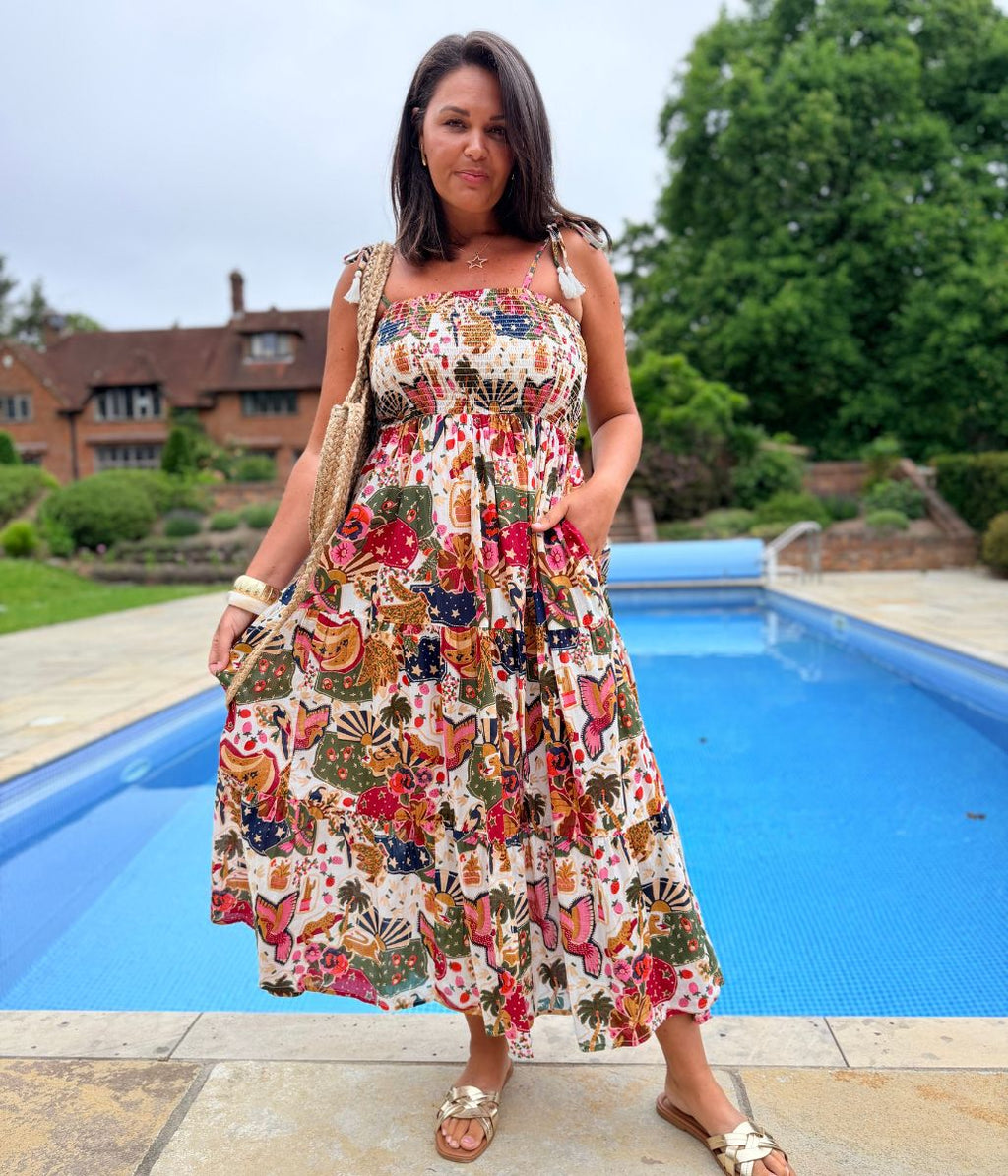 Ivory Malta Shirred Midi Dress