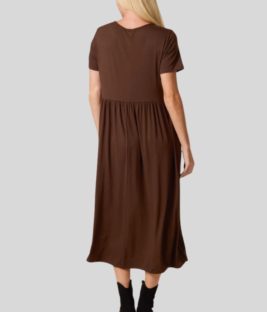 Chocolate Stretch Tiered Midi Dress