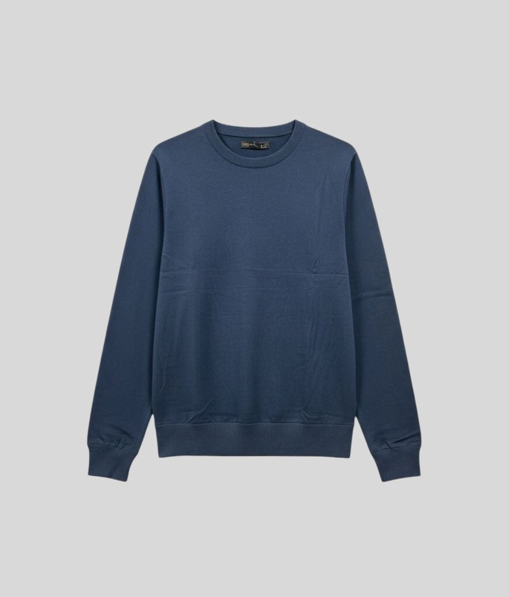 Mens Petrol Blue Fine Pure Cotton Jumper
