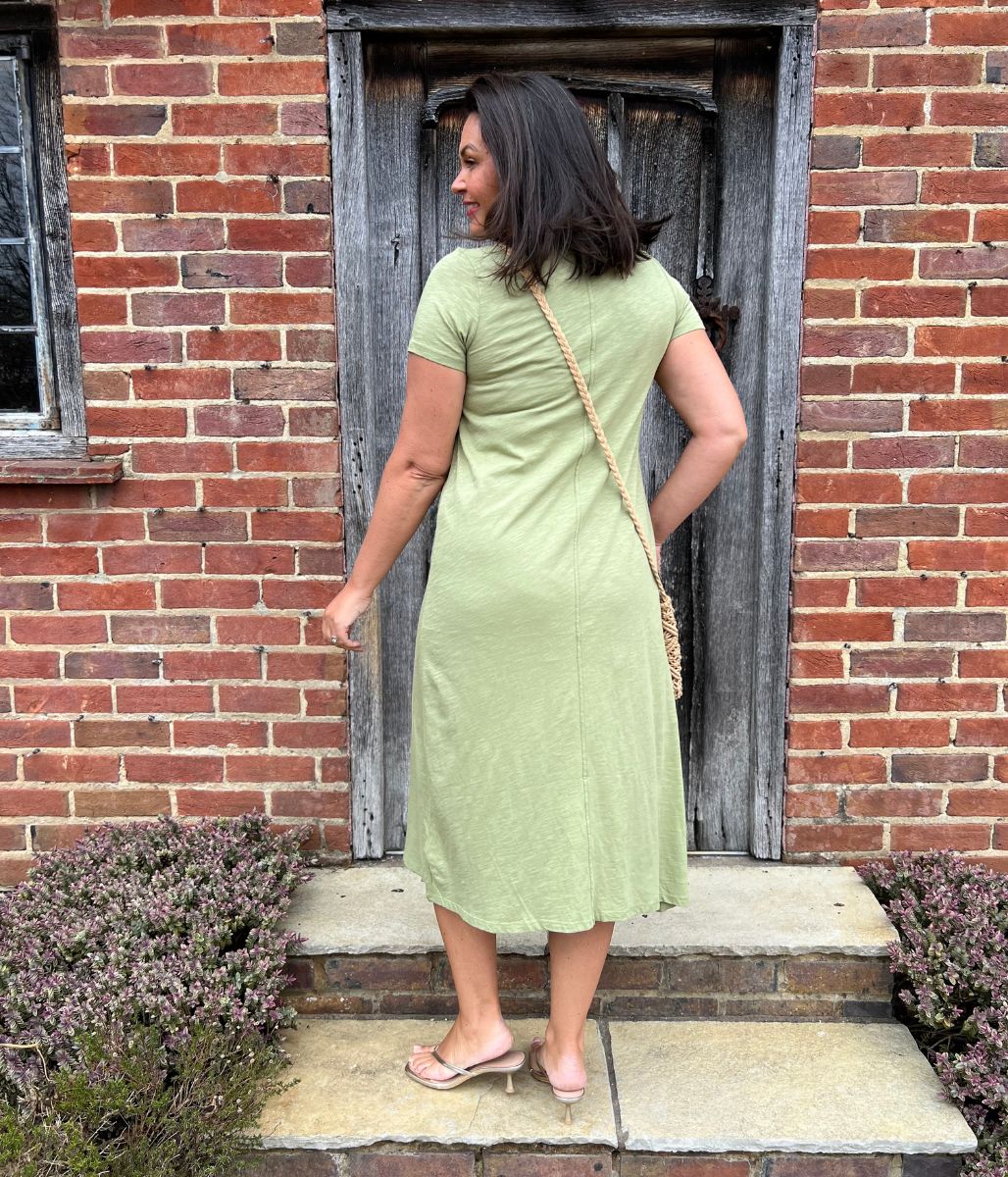 Green Pure Cotton Midi Dress