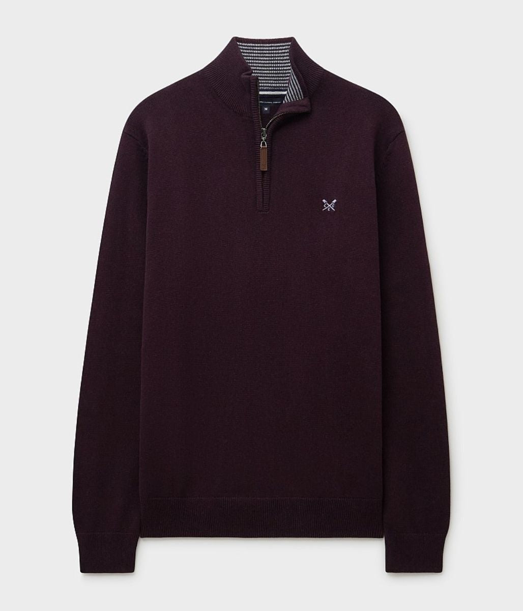 Aubergine Mens Cotton Half Zip Jumper