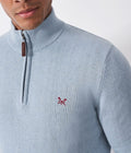 Light Blue Mens Cotton Half Zip Jumper