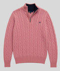 Pink Mens Oarsman Cotton Half Zip Jumper