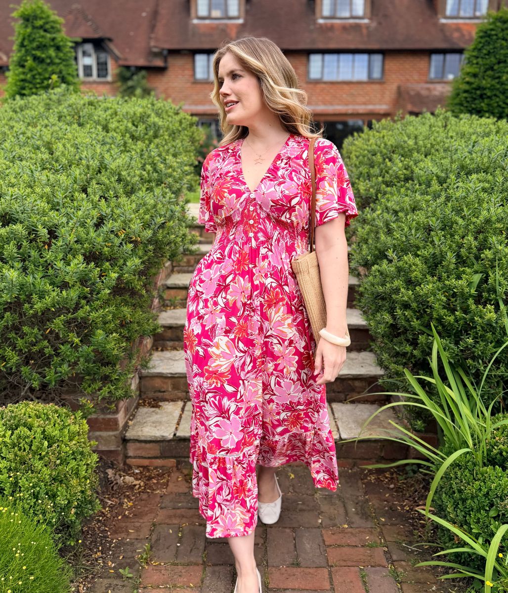 Pink Menorca Midi Dress