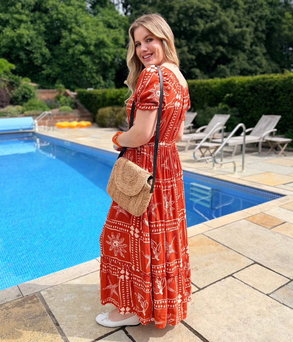 Rust Starfish Print Maxi Dress