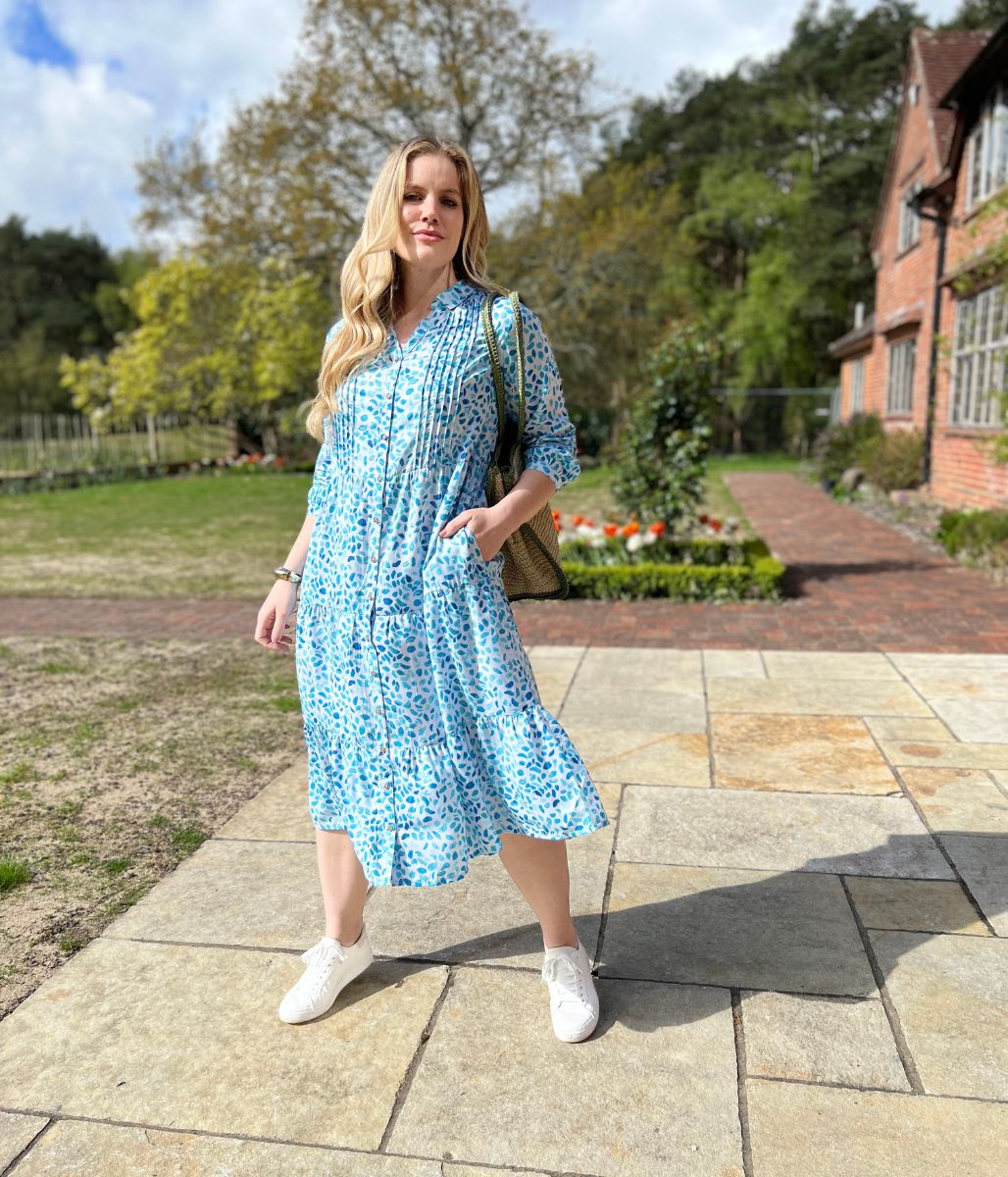 Brakeburn Light Blue Watercolour Printed Midi Dress