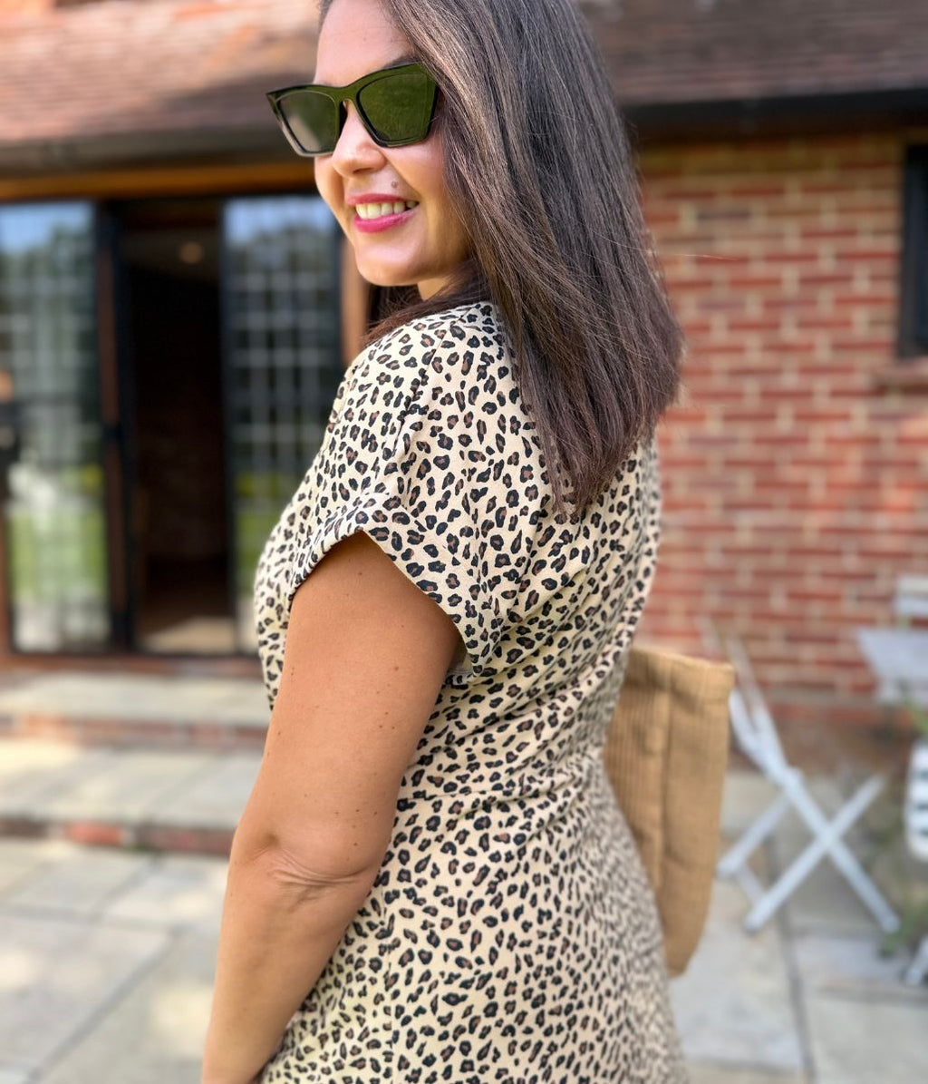 Leopard Print Side Twist Jersey Dress