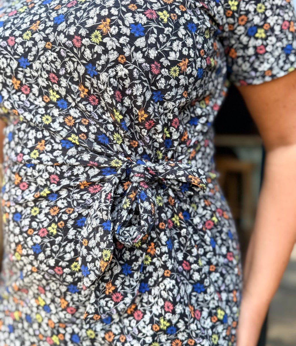 Black Ditsy Floral Dress