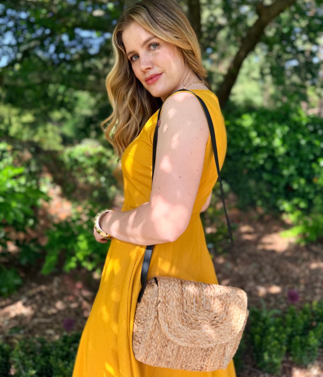 Mustard Sleeveless Belted Linen Blend Midi Dress