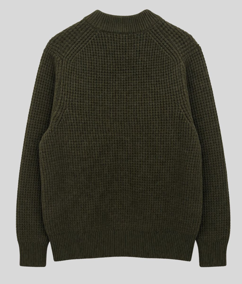 Mens Khaki Waffle Knit Jumper