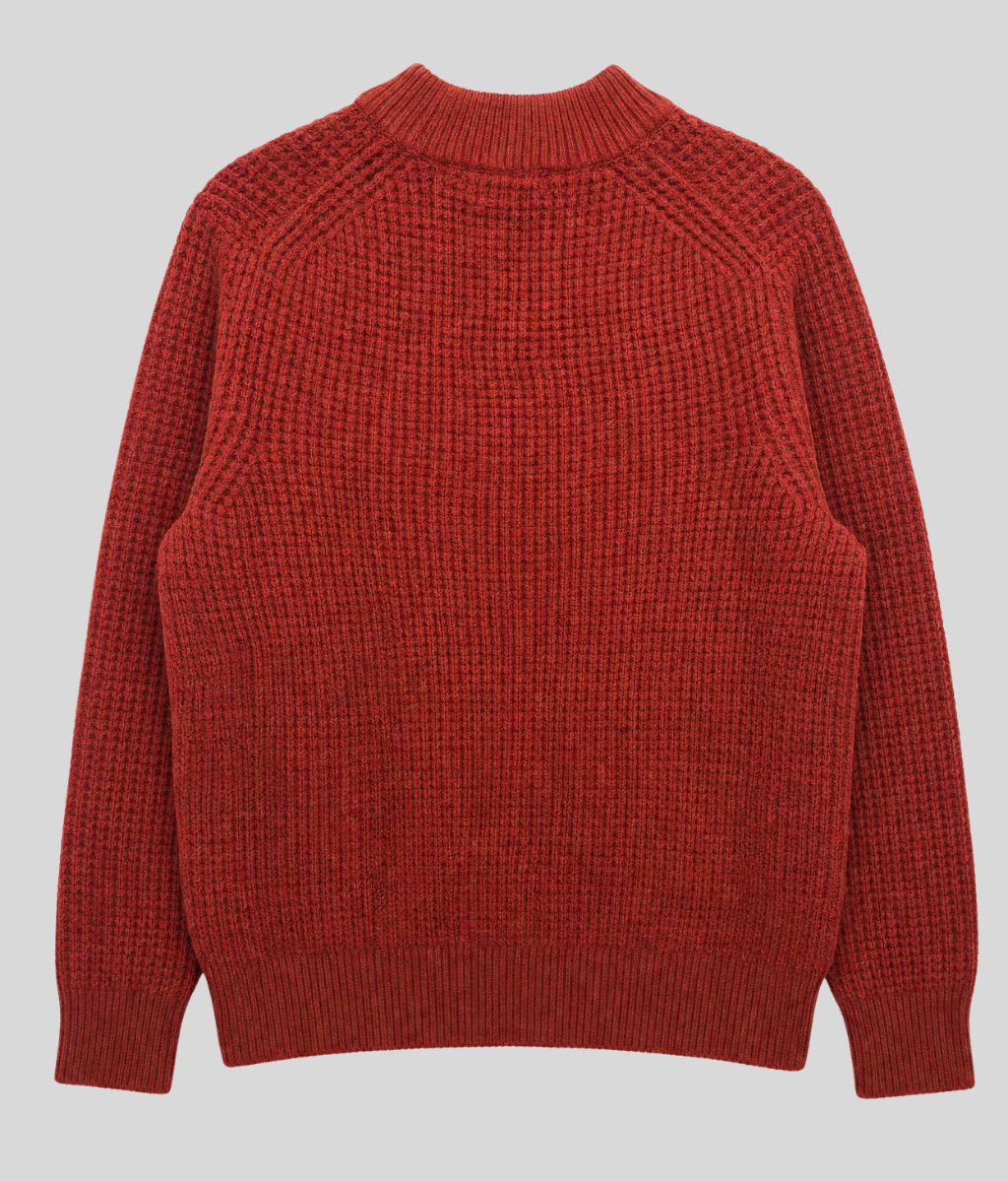Mens Maroon Waffle Knit Jumper
