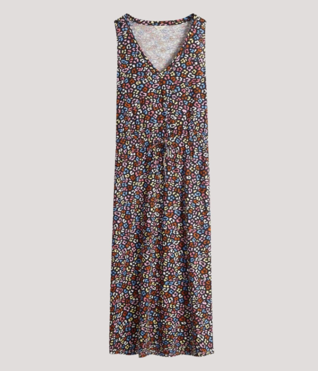 Animal Print Cotton Jersey Midi Dress