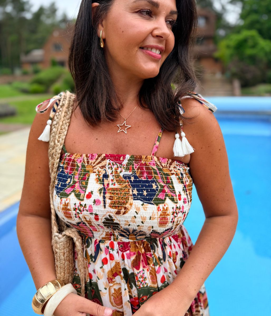 Ivory Malta Shirred Midi Dress