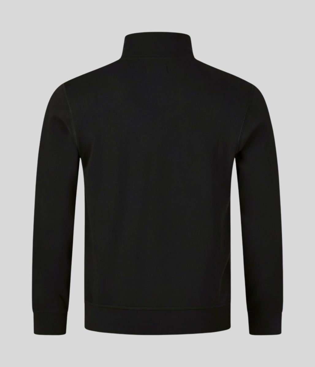 Black Aquascutum Active Piping Mock Neck Track Top