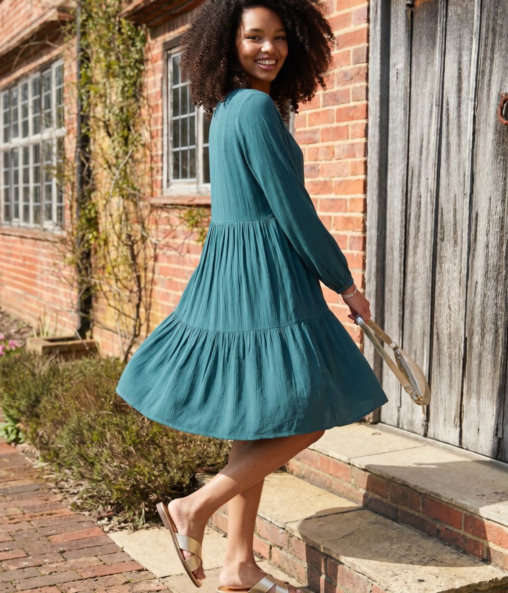 Teal Penelope Satin Dress