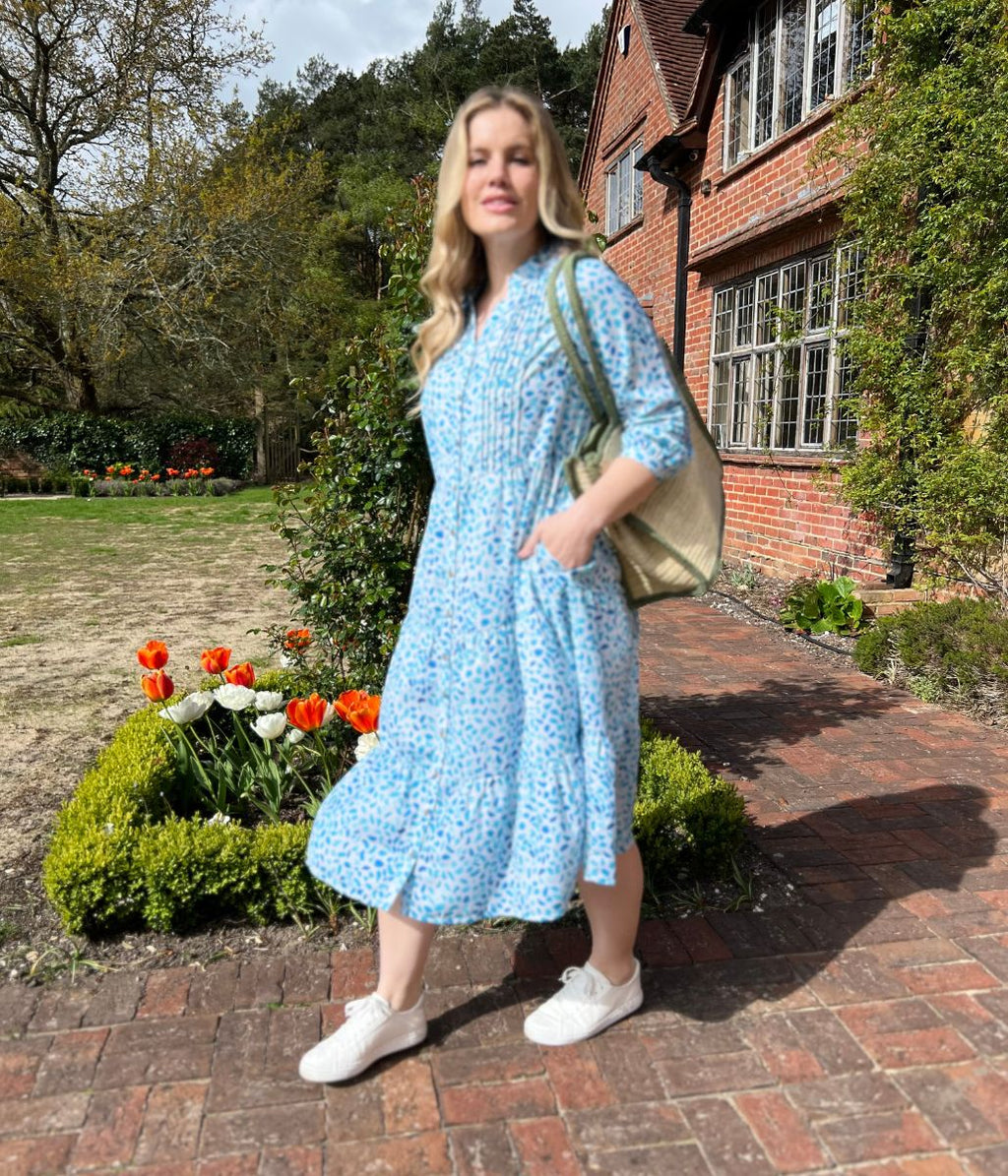 Brakeburn Light Blue Watercolour Printed Midi Dress