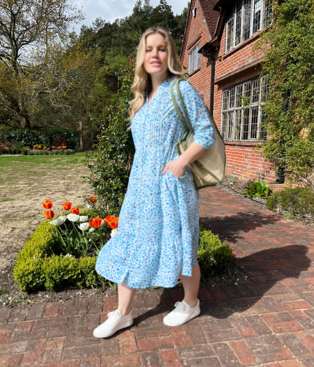 Brakeburn Light Blue Watercolour Printed Midi Dress