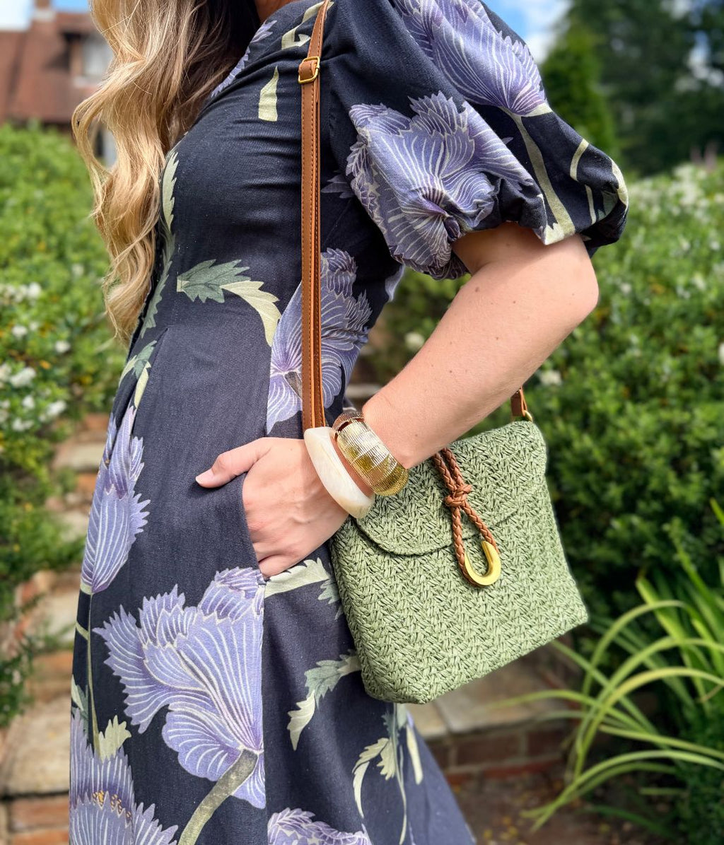 Navy Linen Blend Kew Gardens Midi Dress