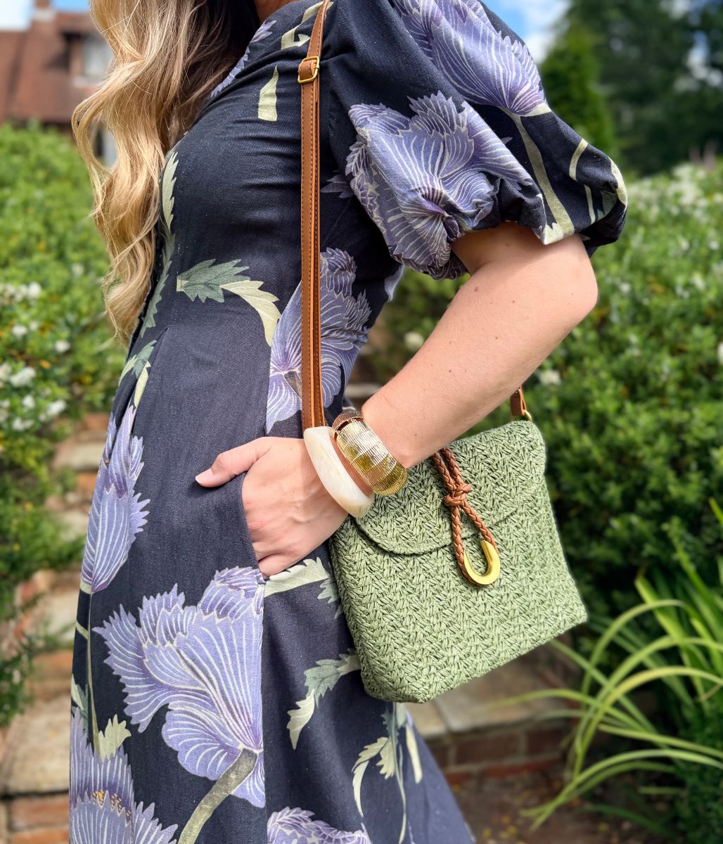 Navy Linen Blend Kew Gardens Midi Dress