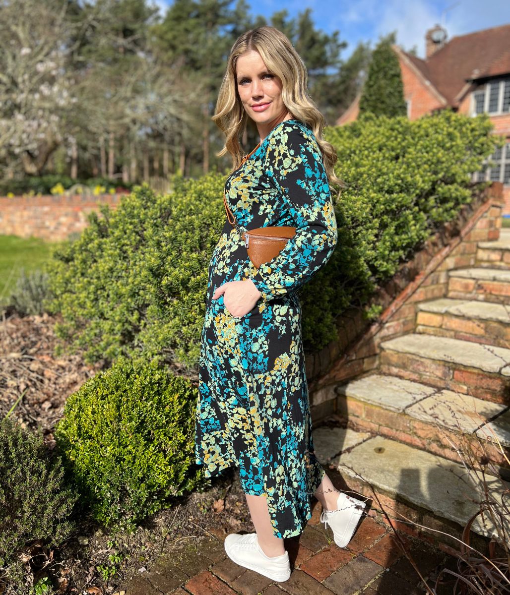 Megan Printed Long Sleeve Jersey Dress