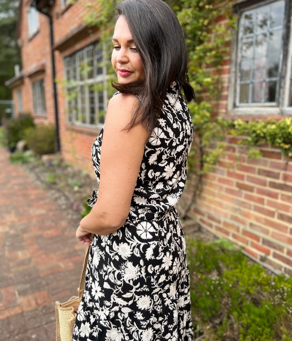 Black Printed Capri Shirt Dress