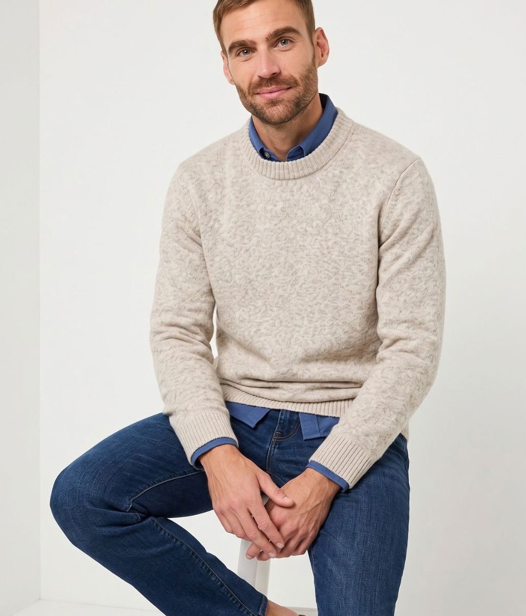 Mens Natural Crew Neck Jumper