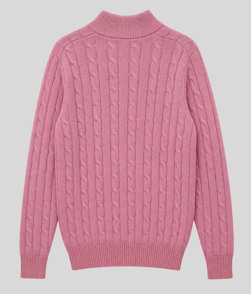 Pink Mens Oarsman Cotton Half Zip Jumper