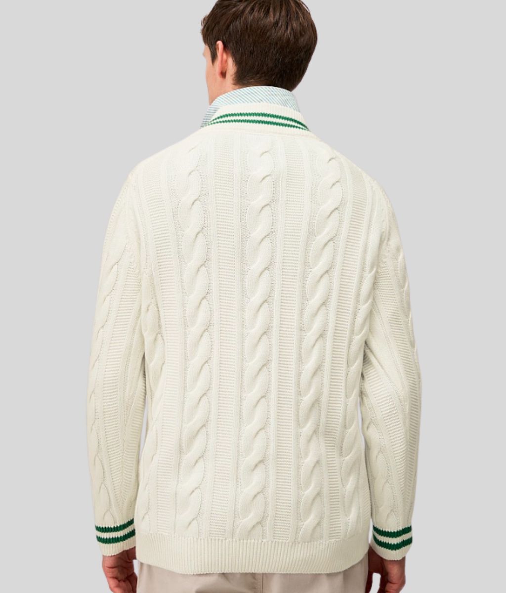 Mens Ivory V Neck Cricket Jumper