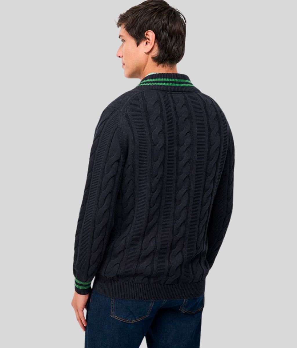 Mens Green V Neck Cricket Jumper