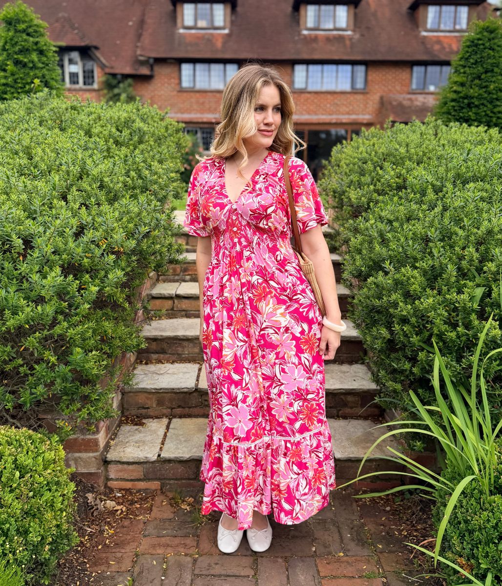 Pink Menorca Midi Dress