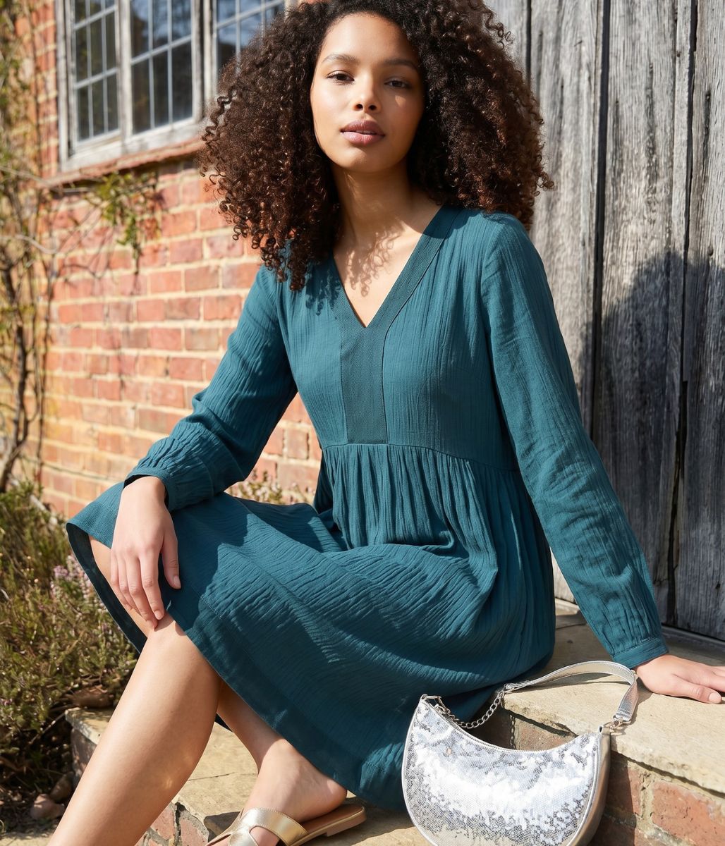 Teal Penelope Satin Dress