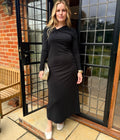 Black Fitted Twist Neck Dress