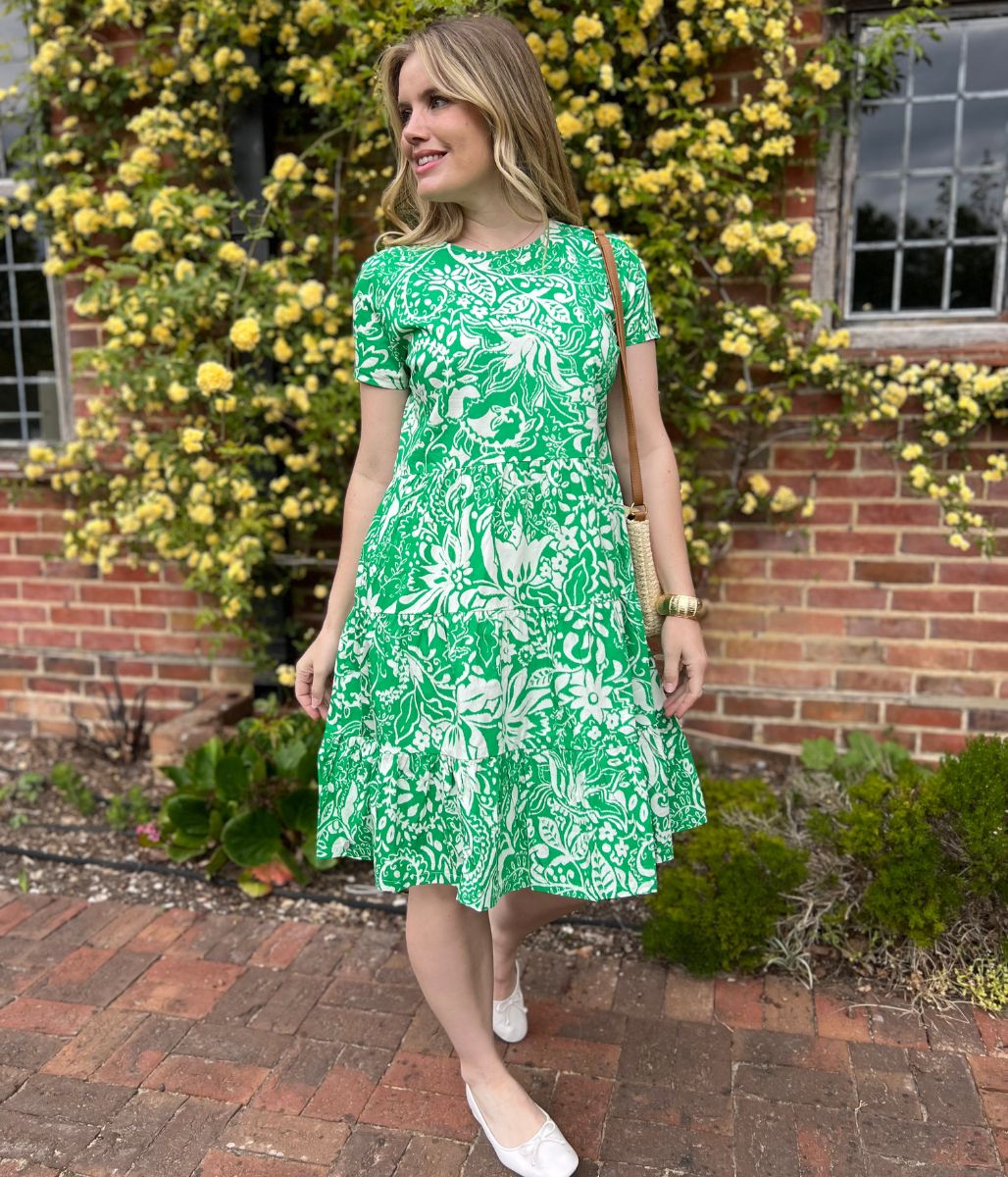 Brakeburn Green Flower Print Dress