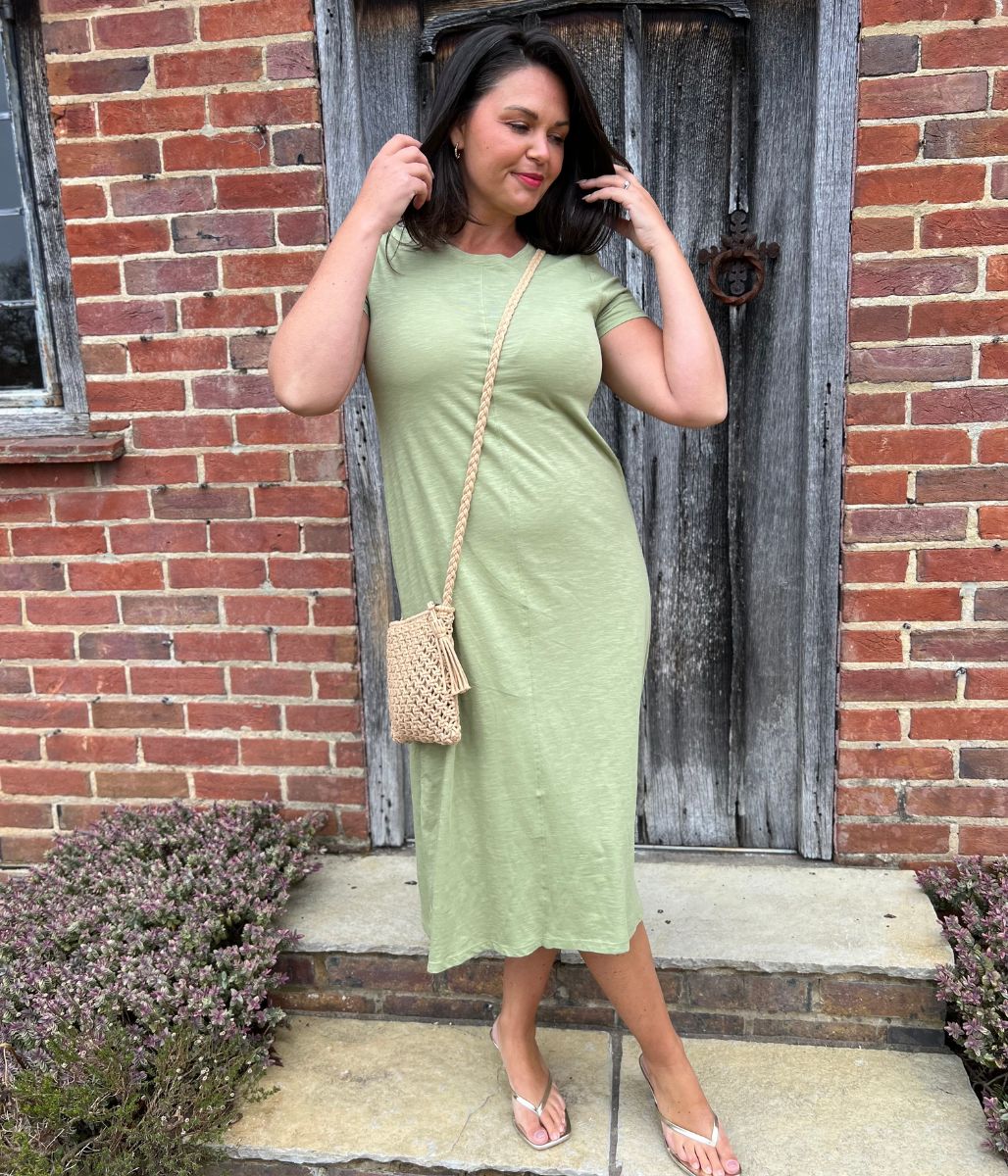 Green Pure Cotton Midi Dress
