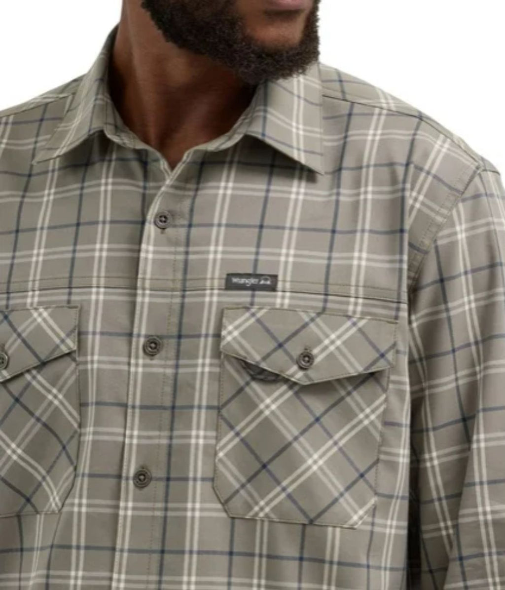 Mens Green Checked Utility Shirt