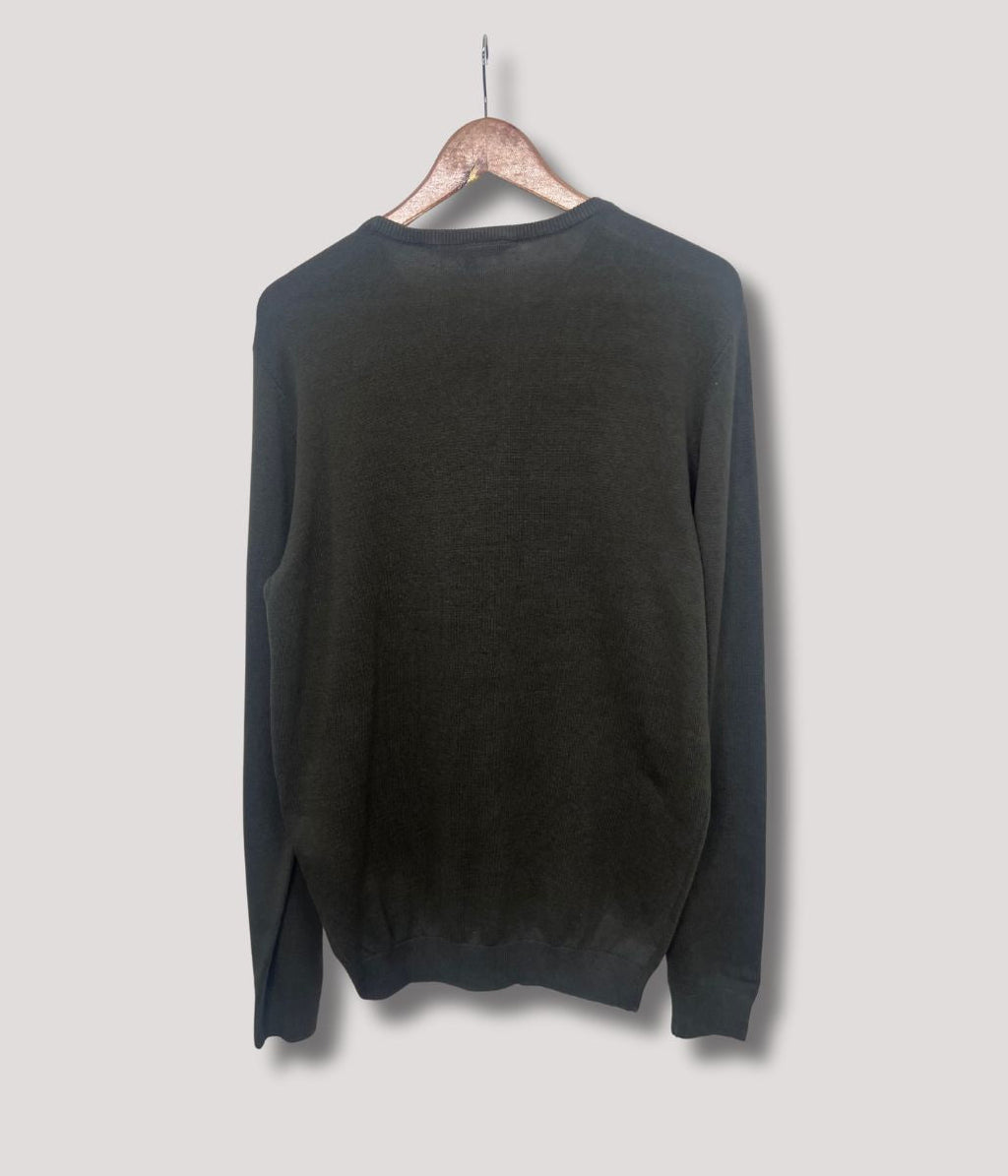 Khaki Mens Cotton Crew Neck Logo Jumper