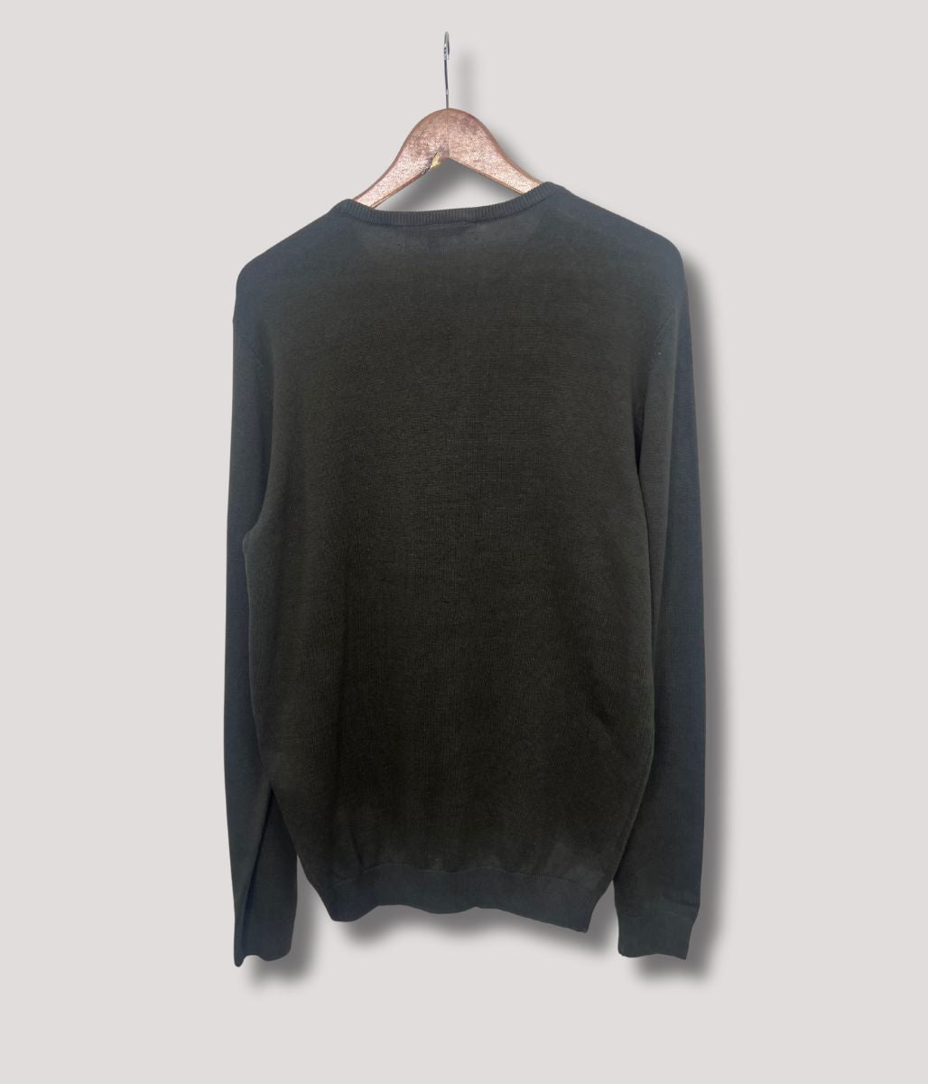 Khaki Mens Cotton Crew Neck Logo Jumper