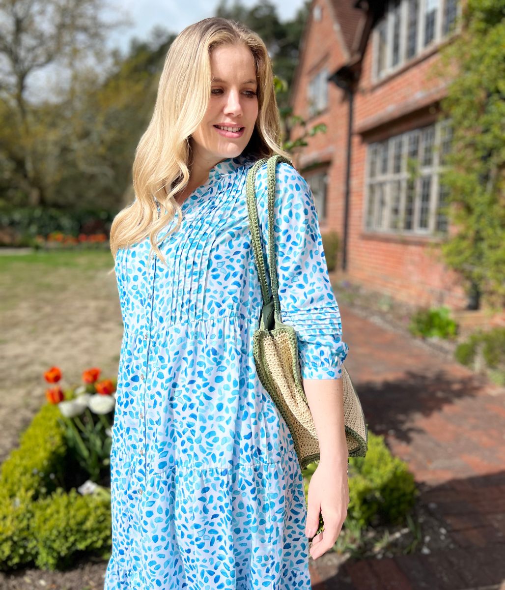 Brakeburn Light Blue Watercolour Printed Midi Dress