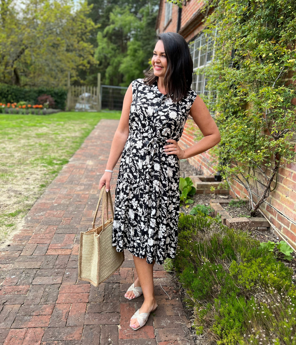 Black Printed Capri Shirt Dress