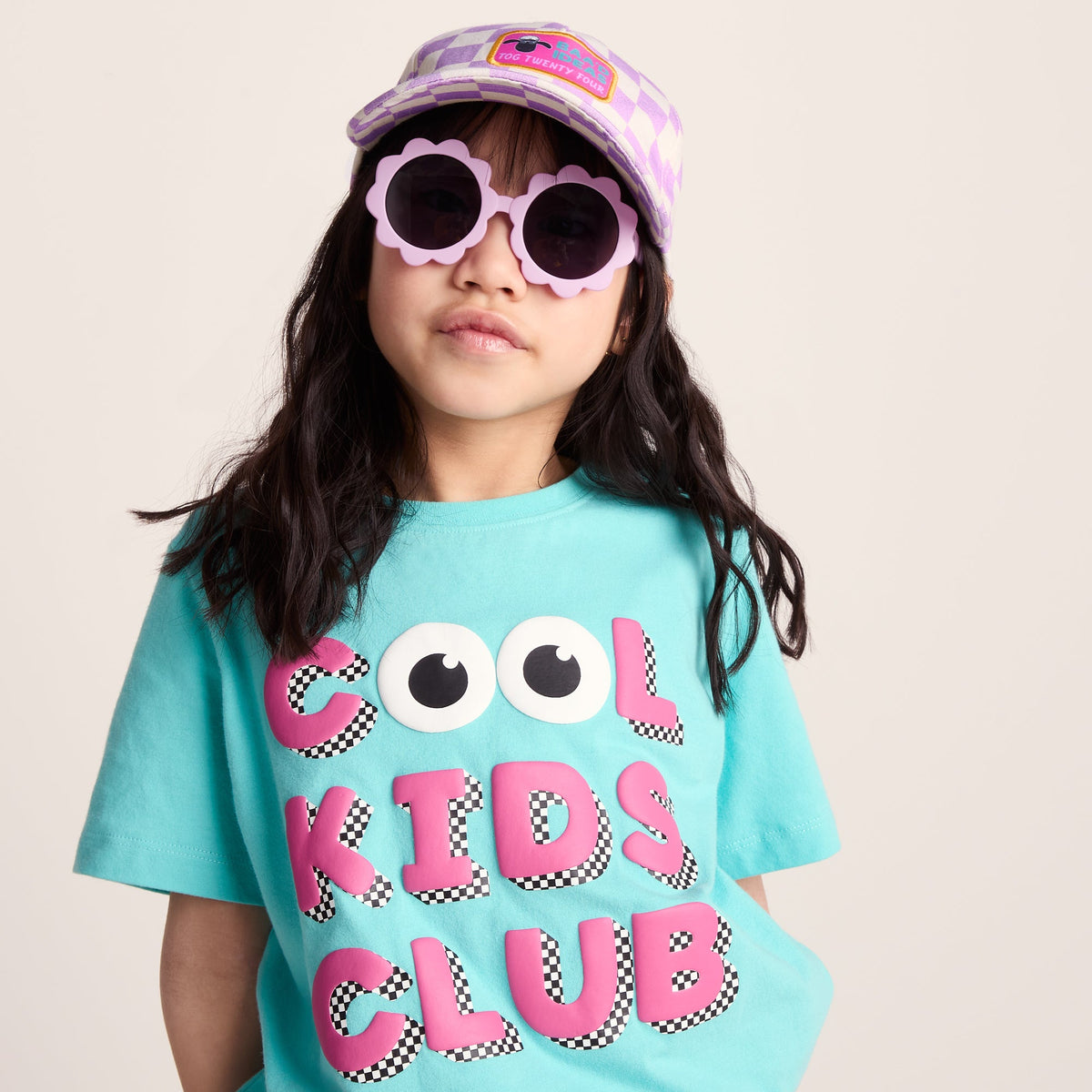 Bardoka Kids Shaun the Sheep Baseball Cap - Lilac Haze/White Checkerboard