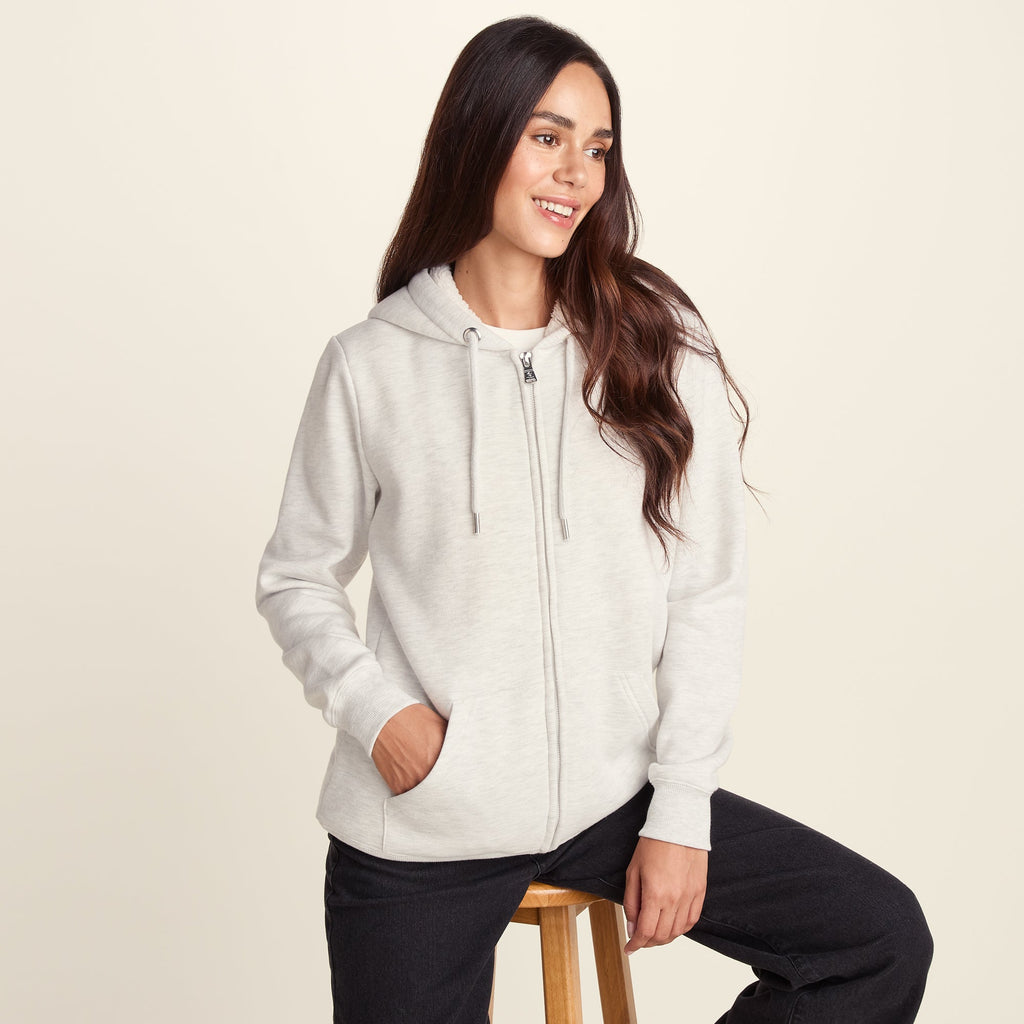 Bradshaw Womens Supersoft Sherpa Lined Zip Hoodie - Ice Grey Melange