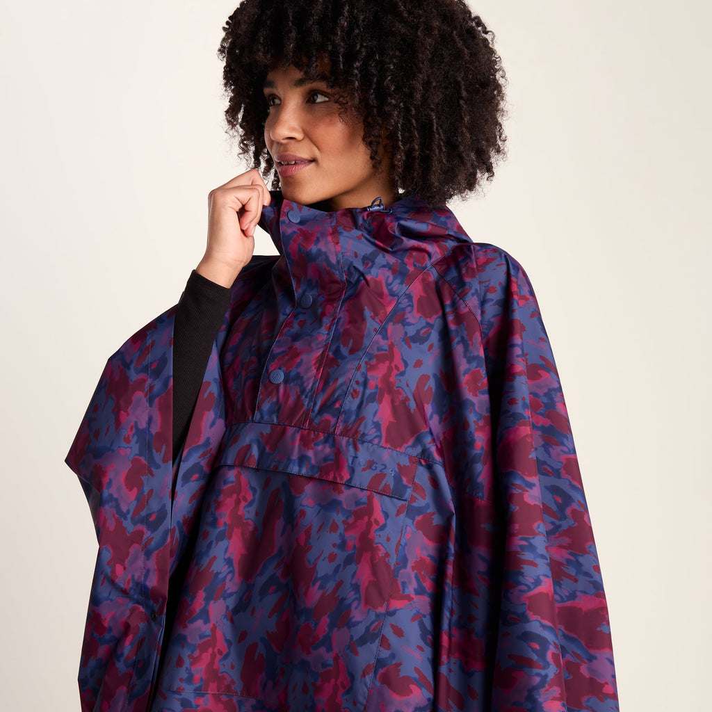 Drench Unisex Waterproof Poncho - Oxford Blue Abstract Print