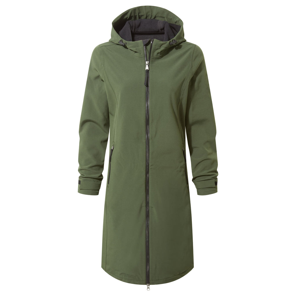 Enya Womens Longline Waterproof Softshell Jacket - Dark Green