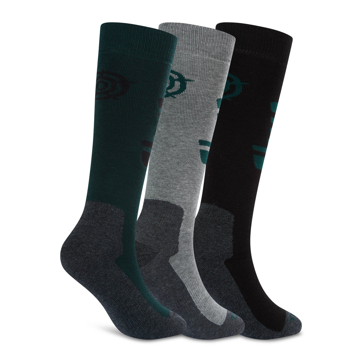 Glenshee Mens 3 Pack Technical Ski Socks - Dark Grey Marl/Midnight Green/Lt Grey Marl