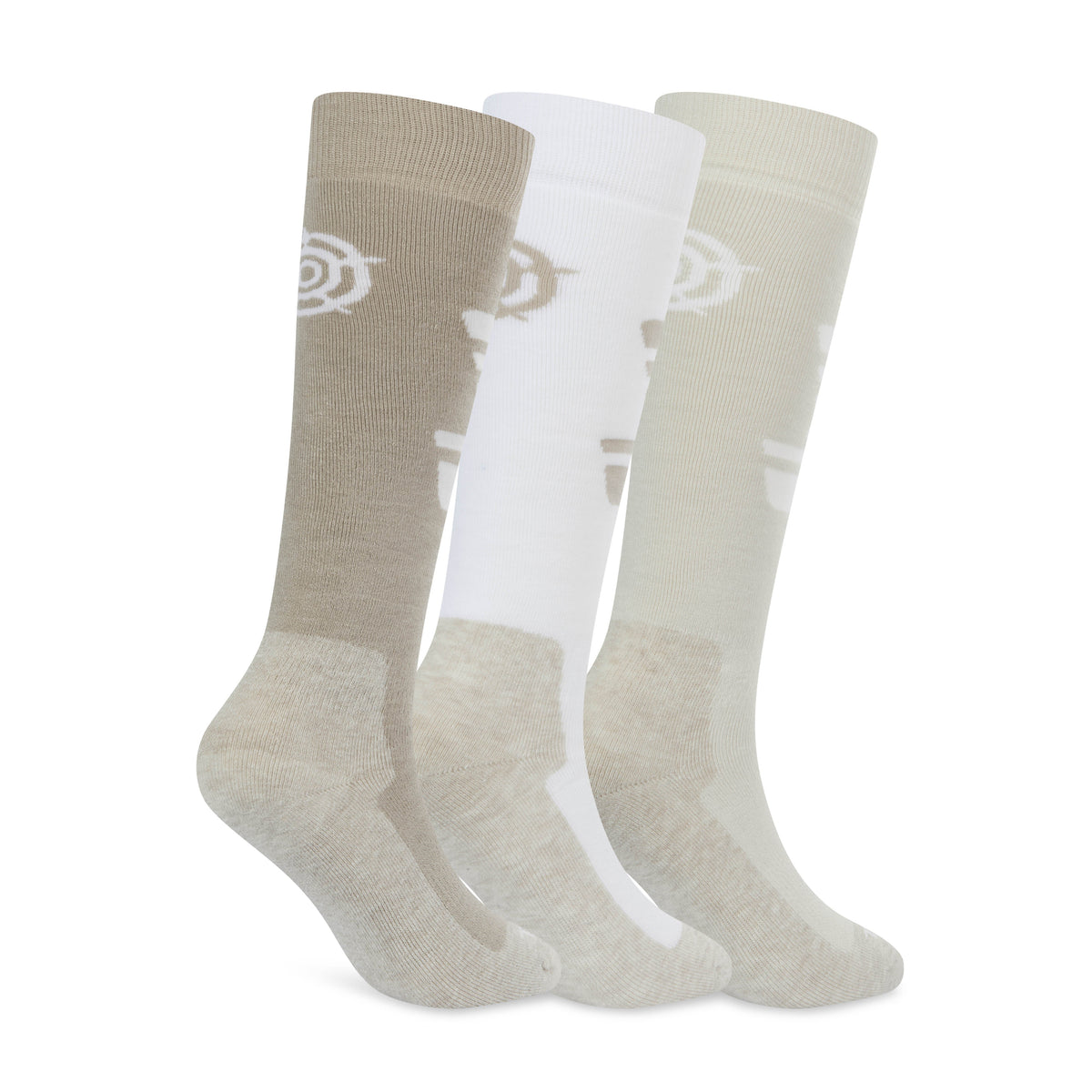 Glenshee Womens 3 Pack Technical Ski Socks - Simply Taupe/Vanilla/Optic White