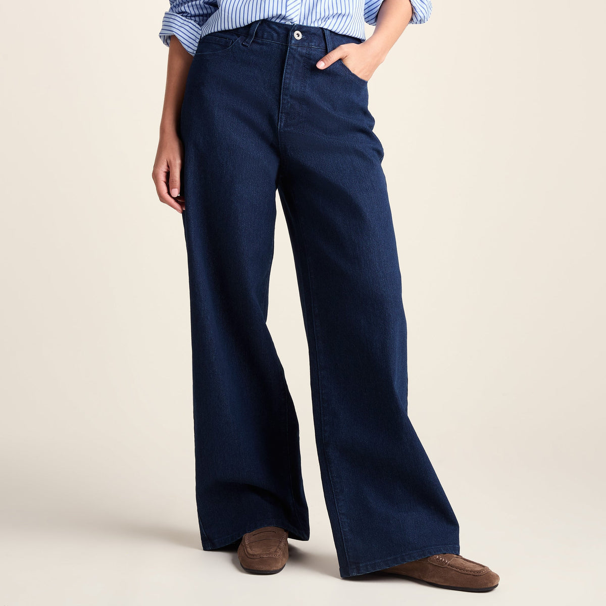 Harriet Womens High Rise Wide Leg Jeans - Indigo Blue